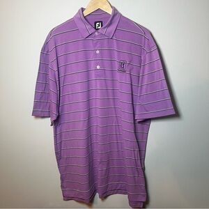 FootJoy FJ Golf Polo Men’s XL Striped Purple Stretch Shirt ~ TPC Scottsdale